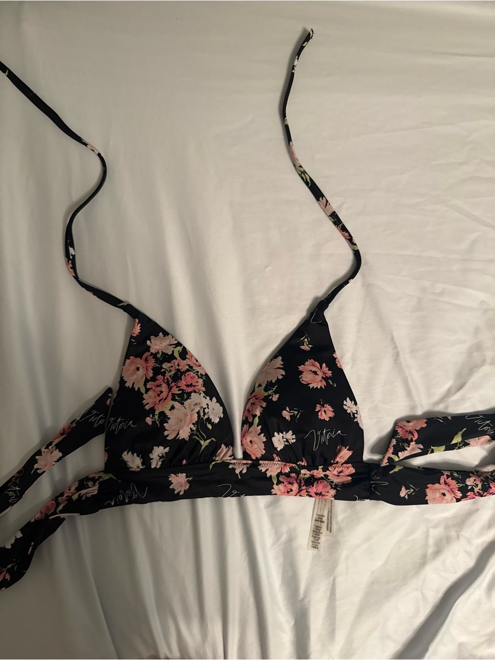 Victoria's Secret Black Floral Bikini Top